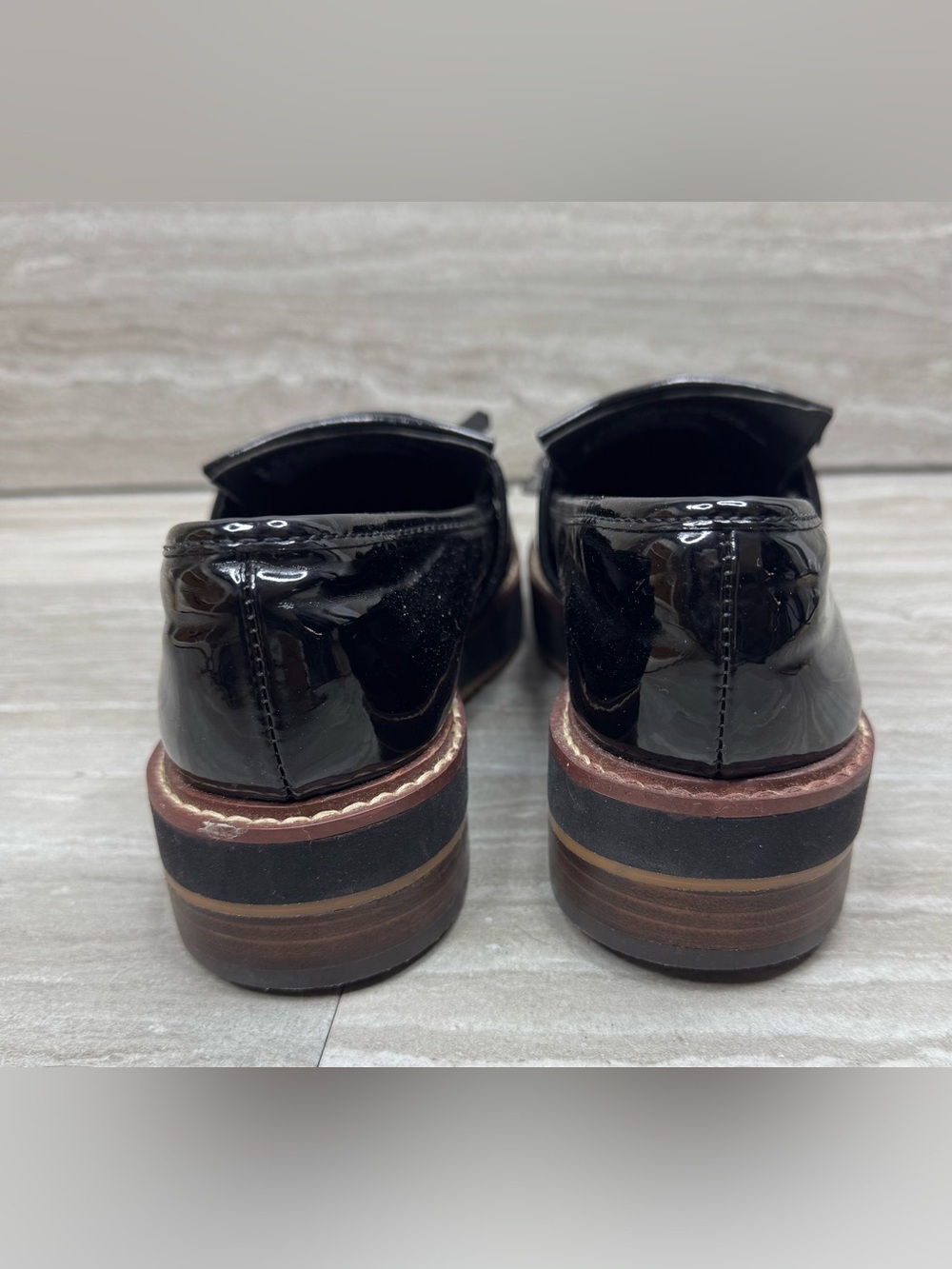NEW American Eagle Outfitters Black Patent Platform Tassel Loafers Size 6 - Picture 7 of 14